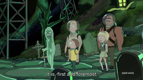 An human body transformed in an anatomy park and living museum of diseases, in Rick and Morty, Anato