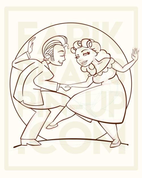 My current project for an event happening next year! #rockabilly #art #cartoon #jitterbug #couple #d