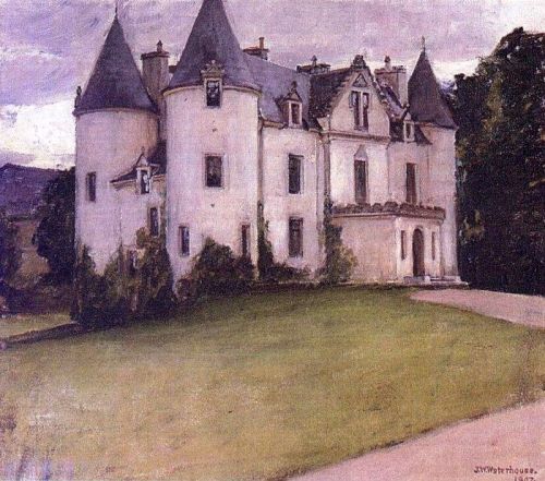 jw-waterhouse:A Scottish Baronial House (1907), by J.W. Waterhouse This is 