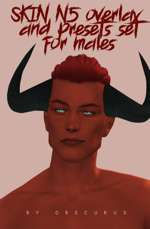 obscurus-sims: SKIN N5 overlay 4 swatches,  teen+, males only  DL (sfs) Face presets for males:  jaw