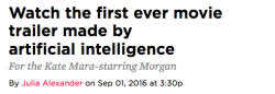 lunch-official:  fox studios: hey could you teach your robot what fear is &amp; then have it watch a movie about a rogue AI that rebels against &amp; terrorizes its creators? then we need you to force it to make us movie trailersthe boys over at ibm: