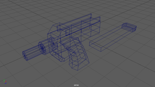 Another 3D gun doodle. Hand held P-90 clip feed style Machine Pistol