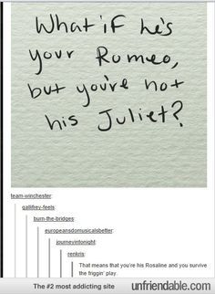 itsstuckyinmyhead:  Odd Romeo and Juliet Tumblr Posts 
