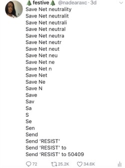 weavemama:  WE ONLY HAVE LESS THAN 2 MORE DAYS TO SAVE NET NEUTRALITY. LET YOUR REPRESENTATIVES KNOW YOU WANT THE INTERNET TO CONTINUE TO BE FREE AND EASILY ACCESSIBLE.