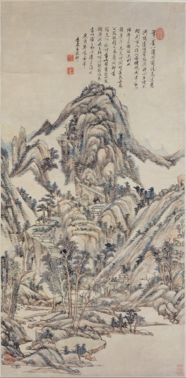 met-asian: 清 王原祁 為瞻亭畫七發妙劑圖 軸|Landscape for Zhanting by Wang Yuanqi, Metropolitan Museum of Art: Asia