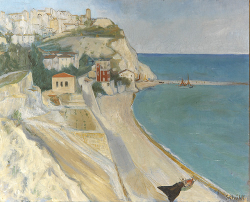 Village by the Sea   -   Fritiof Schüldt, 1922Swedish, 1891-1978Oil on cardboard 40 x 59 cm