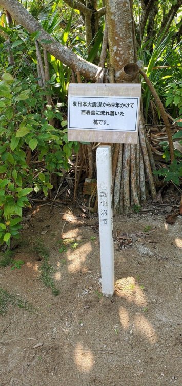 WOW. The sign says “Nine years after the Great East Japan Earthquake, this stake washed up here inIr