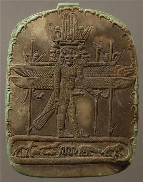 Protective Magic StelePantheistic Bes: protective magic stele with traits of several deities, includ