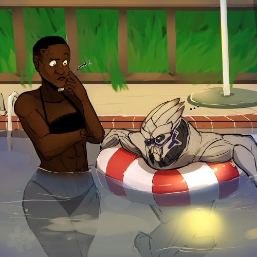 iamricky22:masseffectmaniac:puzzlegirlsstudio:Garrus can’t swim, pass it onLol. I imagine Shepard in