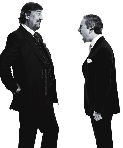 i-am-sher-lock-ed:  mycroftknowsbetter:  Martin Freeman &amp; Stephen Fry for