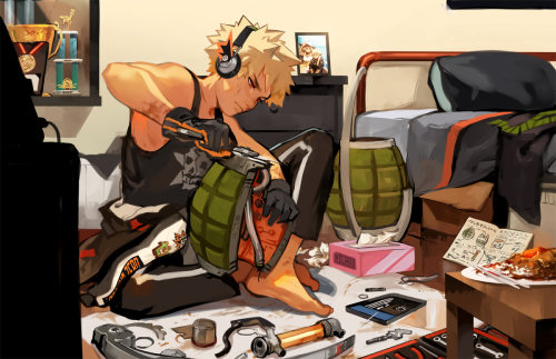 velinxi:“Katsuki’s at that age where boys only think about one thing.” “Girls?” “Grenades.” Keep rea