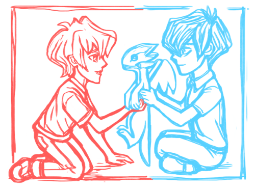 Sketch request for @princeasimdiya12, who asked for Seto and Joey from Yu-Gi-Oh playing together as 