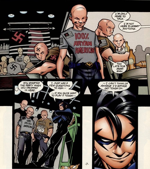 csevet:  perissologist:  lego-joker: Dick Grayson, following in a fine family tradition. romani-american richard grayson beating the shit out of a bunch of skinheads is the best thing that’s ever happened to me  what a fine day to remember that the