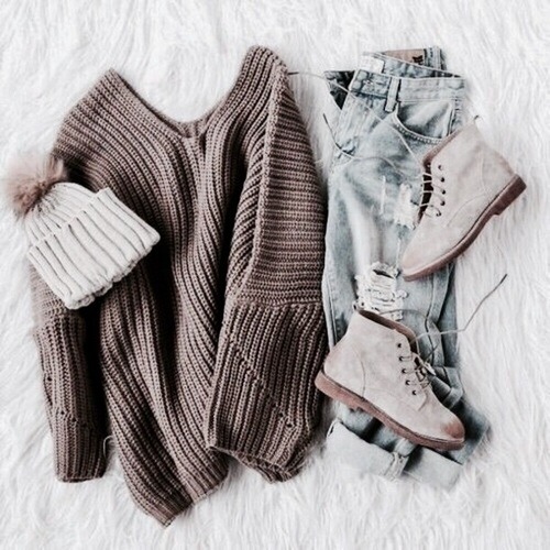 streetstyleplatform:Brown V-neck Sweater