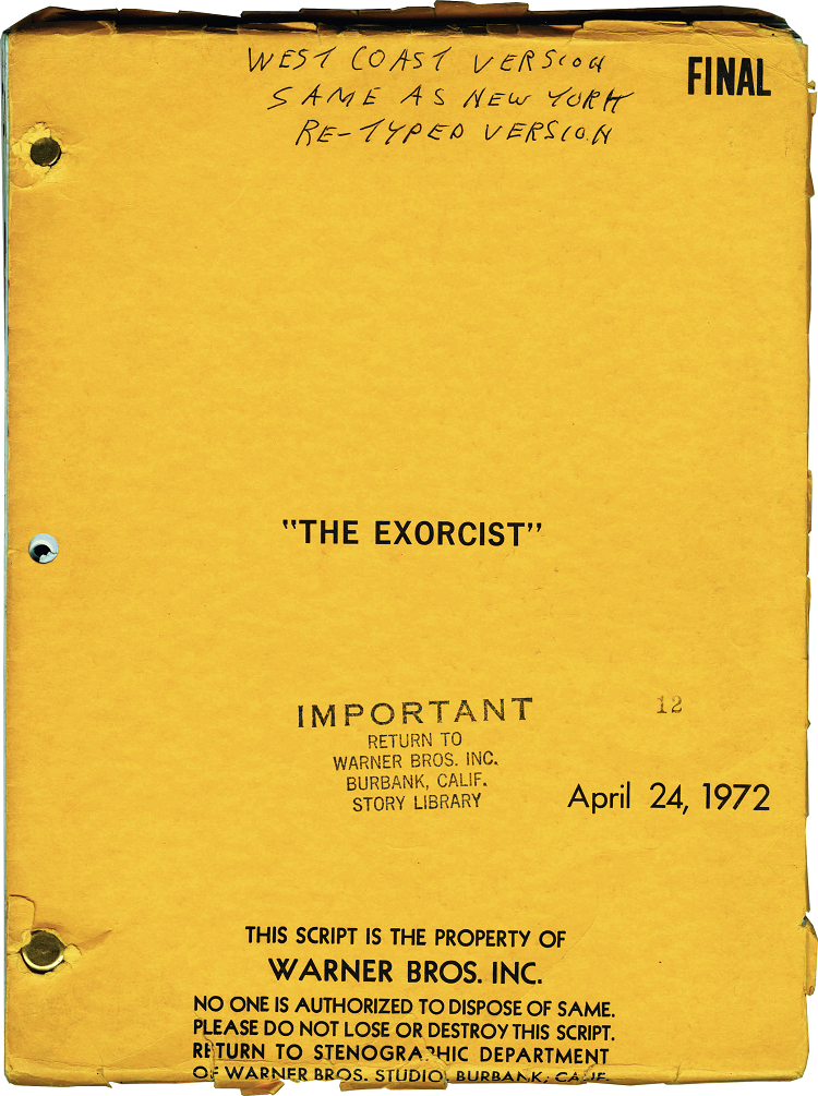 film-psycho: The final script used for the filming of The Exorcist (1973) dir. William