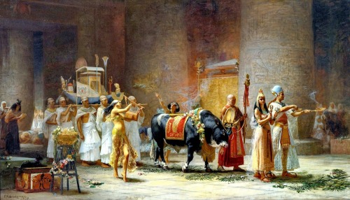 dwellerinthelibrary: Frederick Arthur Bridgman, The Procession of the Bull Apis, 1879 (via Egypt, Ol