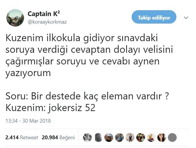 Kuzenim ilkokula gidiyor,...