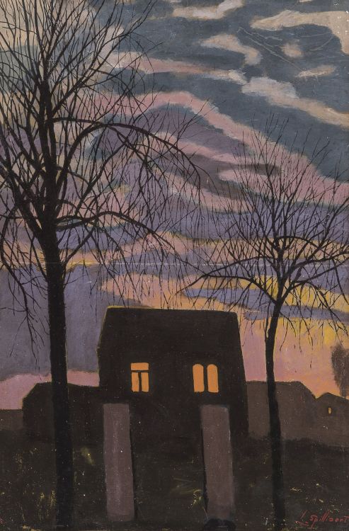 amare-habeo:Léon Spilliaert (Belgian, 1881 - 1946)House at dusk (Maison au crépuscule), 1921Gouache 