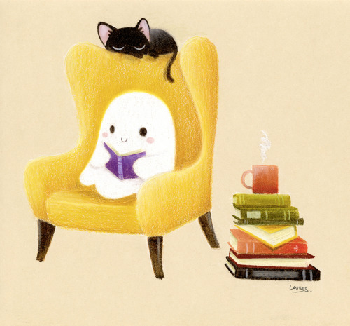 bibliolectors:  Fantasmas lectores (ilustraciones de Laure S)