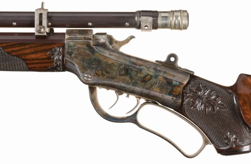Engraved Marlin Ballard target rifle with carved stock and scope, United States, Circa 1880′s.from R