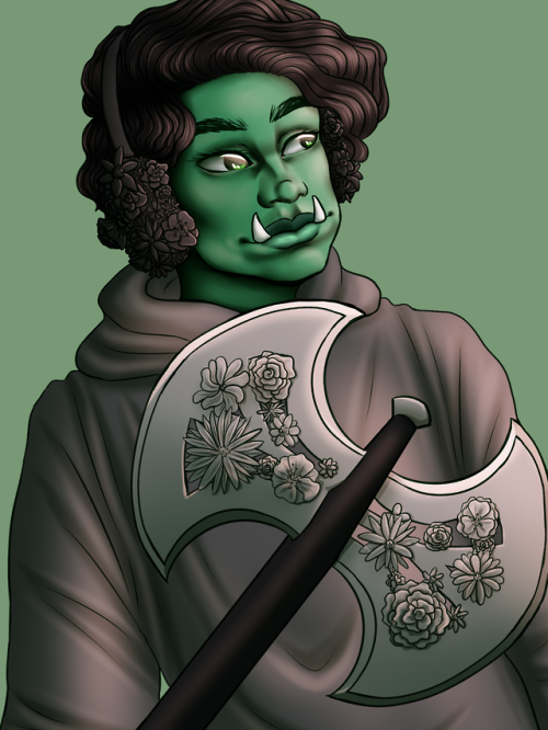drawingtrashcan: best orc boy!!!! Image description: A digital drawing of Gorgug from the waist
