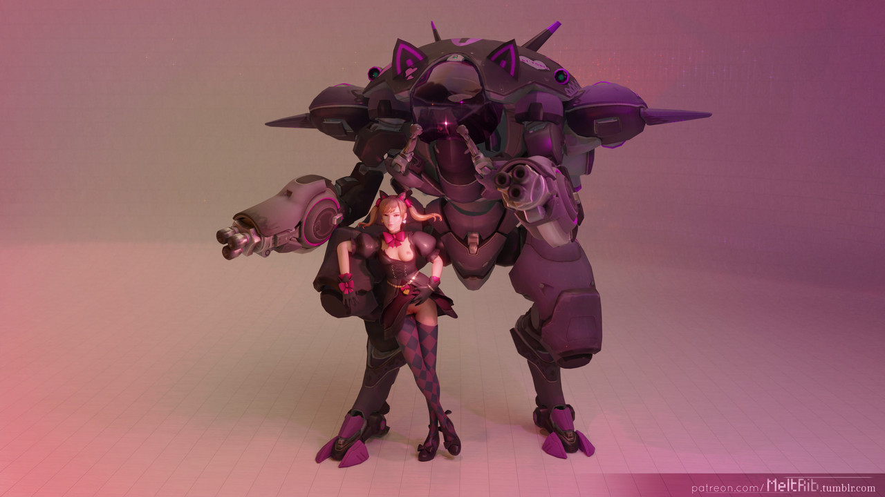 meltrib:  Black Cat D.Va posing for the camera.Ofc I had to get this skin ready for
