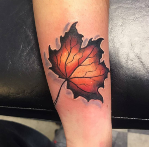 Beautiful fall colors in this piece by artist Keith Miller at Empire Tattoo Quincy! @empire_tattoo_b