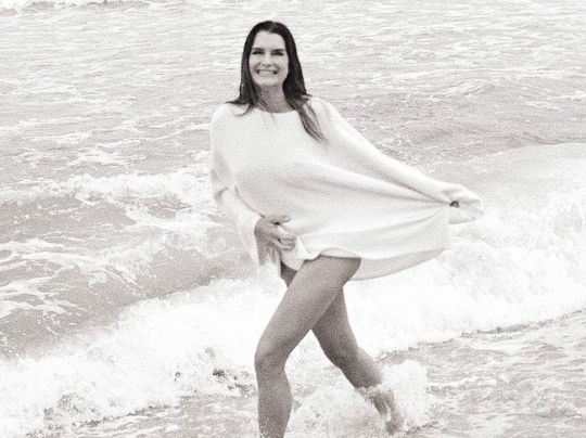 Brooke Shields Sexy Photoshoot On A Beach Brooke Shields is still able to turn on her fans with her body even though she is in her early 50’s. The hot blonde is caught on the beach as she is making sexy poses on the sand and she knows how to turn on