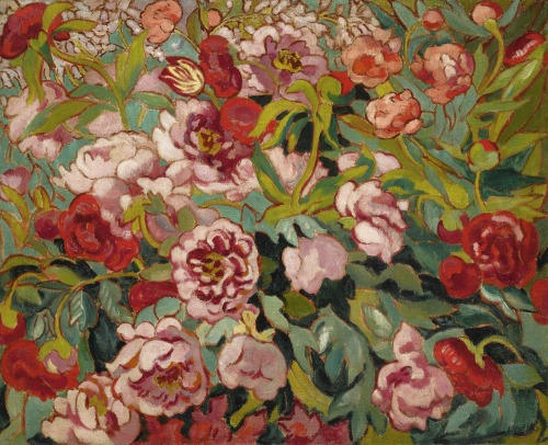 ce-sac-contient:Louis Valtat (1869-1952) - Parterre de pivoines et tulipes, ca 1906Oil on burlap (81