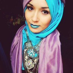 nabiilabee:  Lilac and ice blue. #nabiilabee #makeup #bluelipstick #lipstick #hijab 
