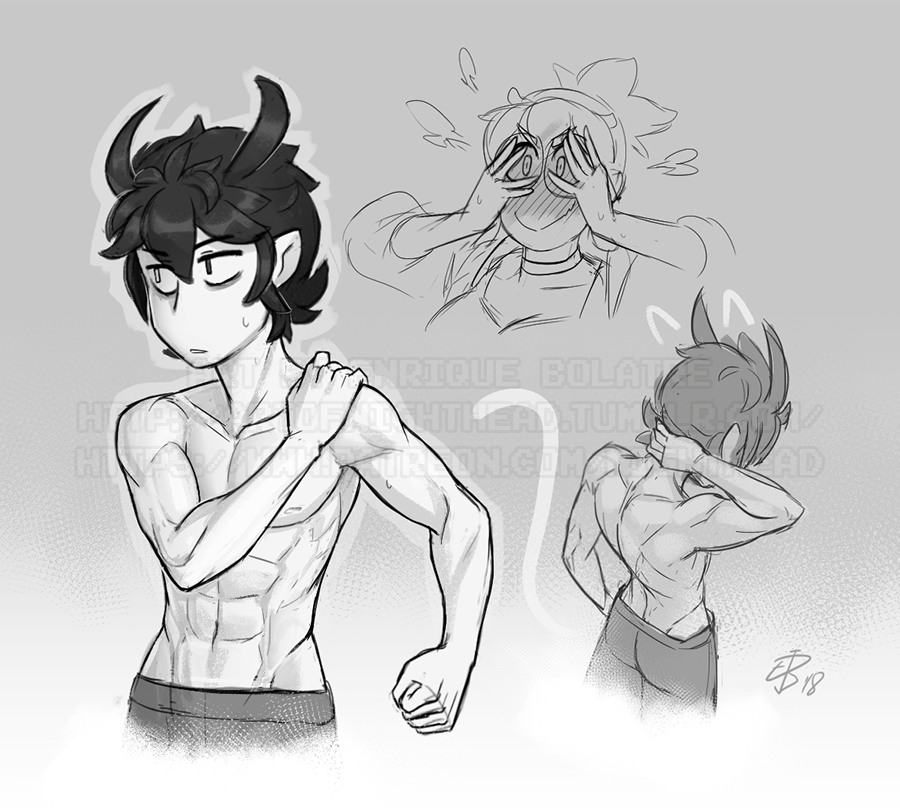 artofnighthead:   Muscle practice with my good boy  ’ w’   Support me on Patreon!