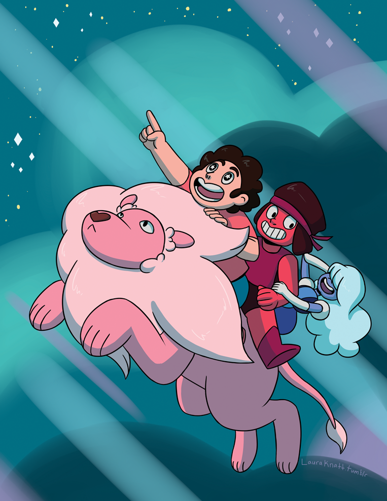 lauraknatt:  I wanted to draw Steven hanging out with Ruby and Sapphire.