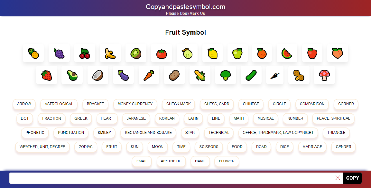 Get Fruit Symbol Copy And Paste