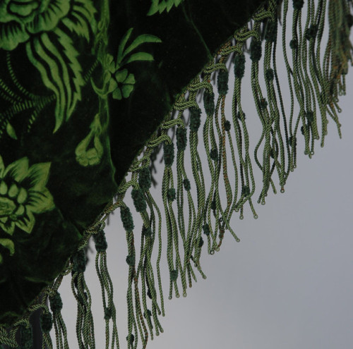 historicaldress: EMERALD GREEN CUT VELVET CAPE, 1870’s - 1880’s. Velvet triangle having a deep flora