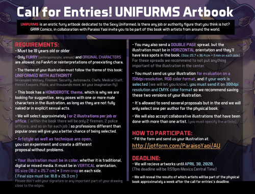 UNIFORMS ARTBOOK   You&rsquo;re invited to be part of this new, spicy, sexy Uniformed furry artbook!