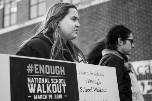 Students from Gann Academy walked out of school to protest gun violence on a Thursday after a snow d