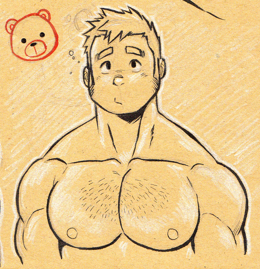 raymondoart:  Bara guy muscle study. I love big friendly characters, they’re like