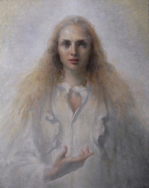 Maria Kreyn — Messenger in White, 2011.  Painting: oil on canvas, 30 x 24 in.. Private co