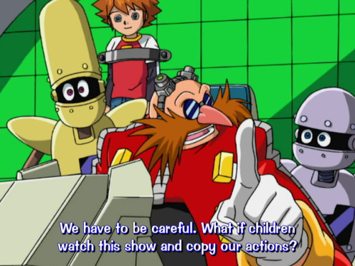 the-backspin-alchemist: warpedpoint: THIS SHOW THO Sonic X was so bizarrely self-aware at times&hell