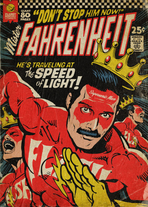 geekynerfherder:Freddie Mercury / comic mashups by Butcher Billy Available as prints and tees thro