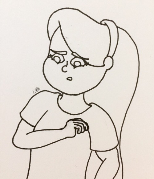 And here’s today’s inktober drawing. (Context: Mabel made Pacifica a scarf.)