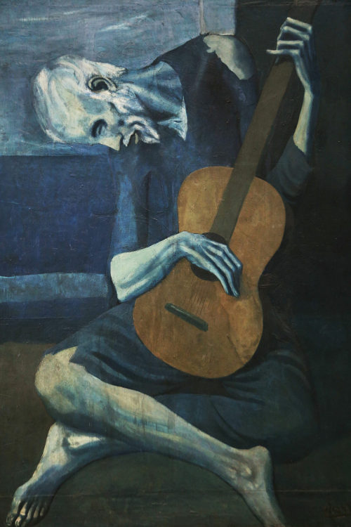 blondebrainpower:  The Old Guitarist 1903 - 1904  By Pablo Picasso