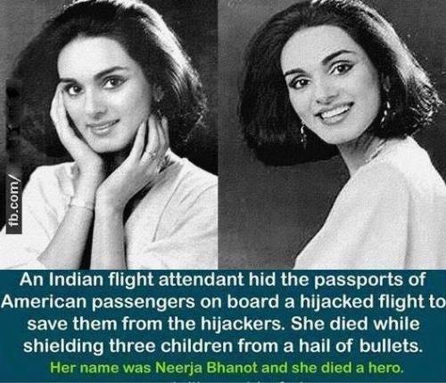 questionall:Yesterday would have been her 52nd birthday, but PAN AM Flight Attendant Neerja Bhanot