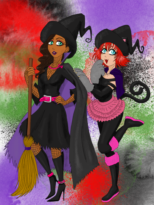 My OCs In Halloween Costume Very Old Halloween Drawing By Ninjon-chan From 2019.