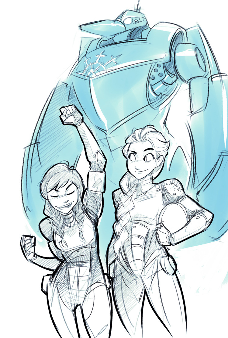 psuedofolio:  Because fuck it. Anna and Elsa, Jaeger pilots. Movie was pretty fun!