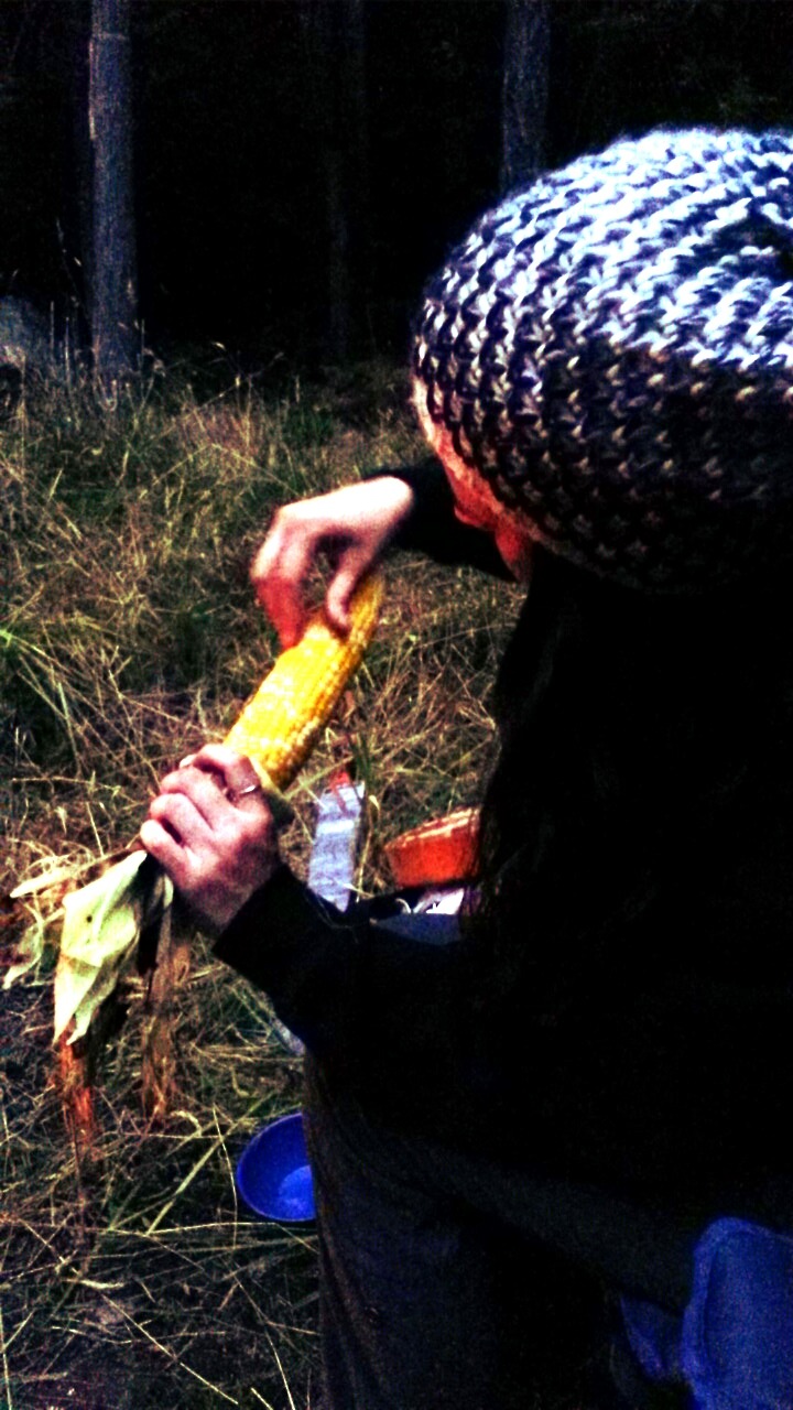 Corn on the cob. Cooked in an open fire in the “sacrificial husk”