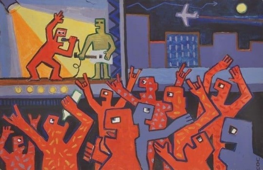 guerrillatech:“Rock concert” painting by Viktor Tsoi, USSR, 1980s