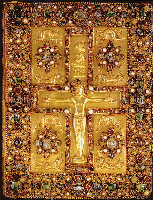 rossodimarte:Crucifixion with Angels and Mourning Figures. Lindau Gospels. c. 870-80 by arthistory39