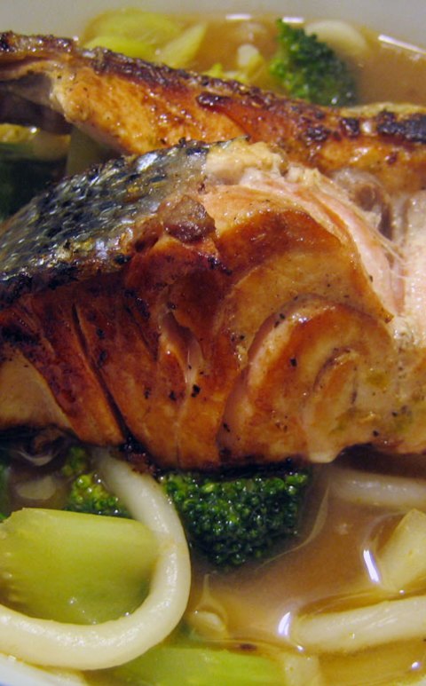 Schlurp! Udon Soup With Grilled Salmon