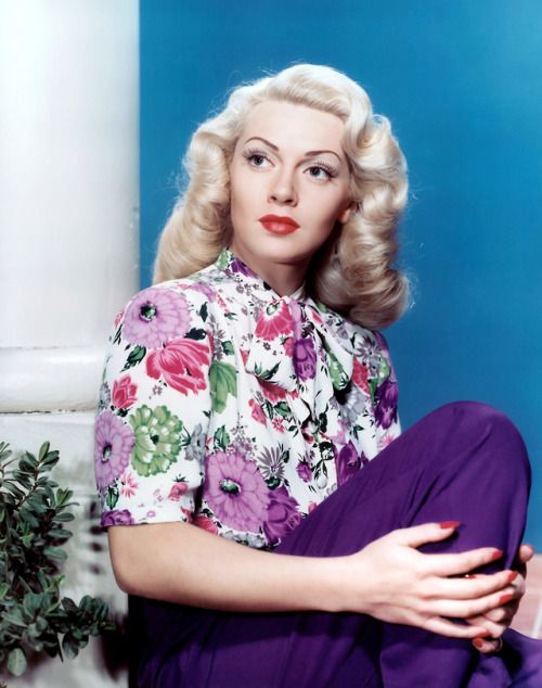 Lana Turner, c.1943“Her hair was dark, messy, uncombed. Her hands were trembling so she could 